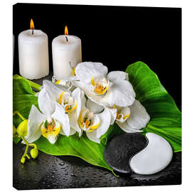 Lærredsbillede  Spa concept with candles and orchids