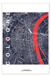 Plakat  City of Cologne Map midnight - campus graphics