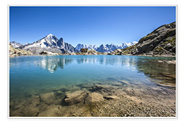 Plakat  Mont Blanc is reflected in Lacs des Chéserys, Chamonix, France - Roberto Sysa Moiola