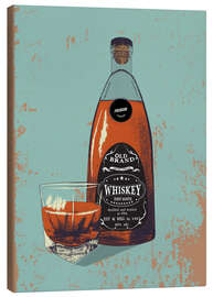 Lærredsbillede  Whiskey bottle and glass