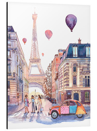 Print på aluminium  Eiffeltårnet og Citroën 2CV i Paris - Anastasia Mamoshina