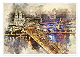 Plakat  Cologne Skyline Cologne Cathedral - Peter Roder