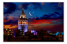 Plakat  Illuminated Galata Tower