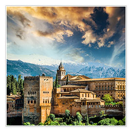 Plakat  View of the famous Alhambra