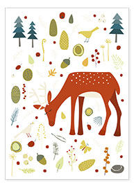 Plakat  Smuk hjort i efterårskoven - Nic Squirrell