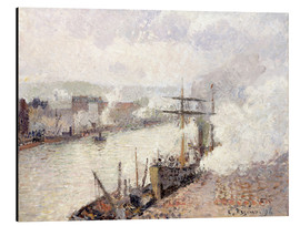 Print på aluminium  Dampskibe i havnen i Rouen - Camille Pissarro