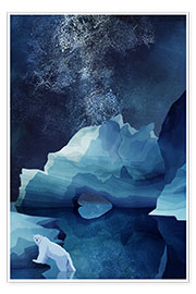 Plakat  Isbjørn om natten - Goed Blauw