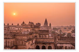 Plakat Orchha city at sunset, India