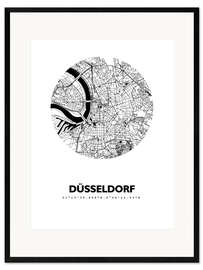 Kunsttryk i ramme  City map of Dusseldorf - 44spaces