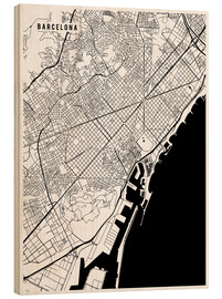 Print på træ  Barcelona Spain Map - Main Street Maps