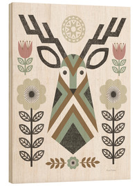 Print på træ  Folk Lodge Deer - Michael Mullan