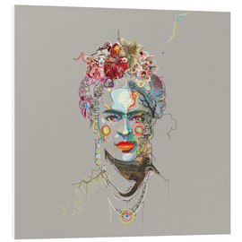 Print på skumplade  Frida Kahlo Floral Face I - Carlos Quitério
