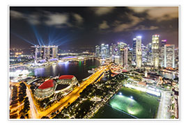 Plakat  Singapore skyline and Marina Bay Sands I - Matteo Colombo