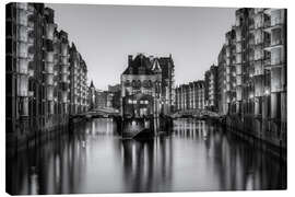 Lærredsbillede  Hamburg Speicherstadt black-and-white - Michael Valjak