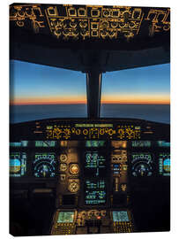 Lærredsbillede  A320 cockpit i tusmørket - Ulrich Beinert
