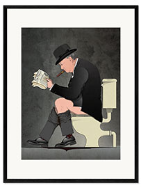 Kunsttryk i ramme  Churchill på toilettet - Wyatt9