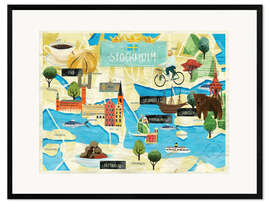 Kunsttryk i ramme  City Map Stockholm - Alec Macdonald