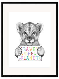 Kunsttryk i ramme  Lion cub save the planet - Valeriya Korenkova