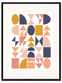 Kunsttryk i ramme  Geometric shapes - apricot and birch