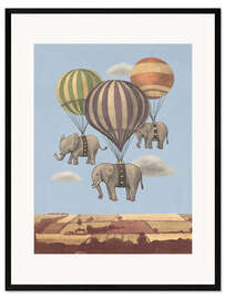 Kunsttryk i ramme  Flight of the Elephants - Terry Fan