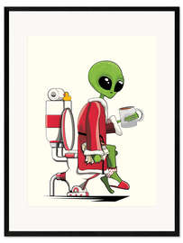 Kunsttryk i ramme  Alien on the toilet - Wyatt9